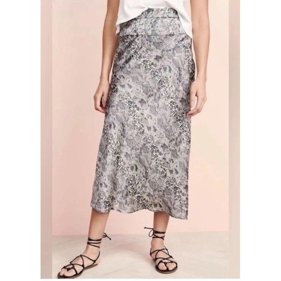 Free People Normani Bias Midi Skirt In Snake Print Womens 6 Minimalist Elegant - Picture 2 of 15